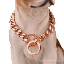 Factory Drop Shipping 12mm Hot Sale Dog Collar Stainless Steel Rose Gold Pet Big Dog Chain Pet Supplies